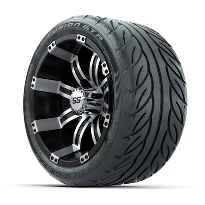 12” GTW Tempest Black/Machined Wheels with Fusion GTR Street Tires – Set of 4