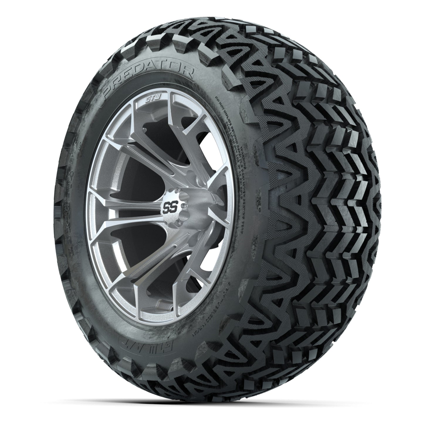 GTW Spyder Silver Brush 14 in Wheels with 23X10-14 Predator All-Terrain Tires – Full Set