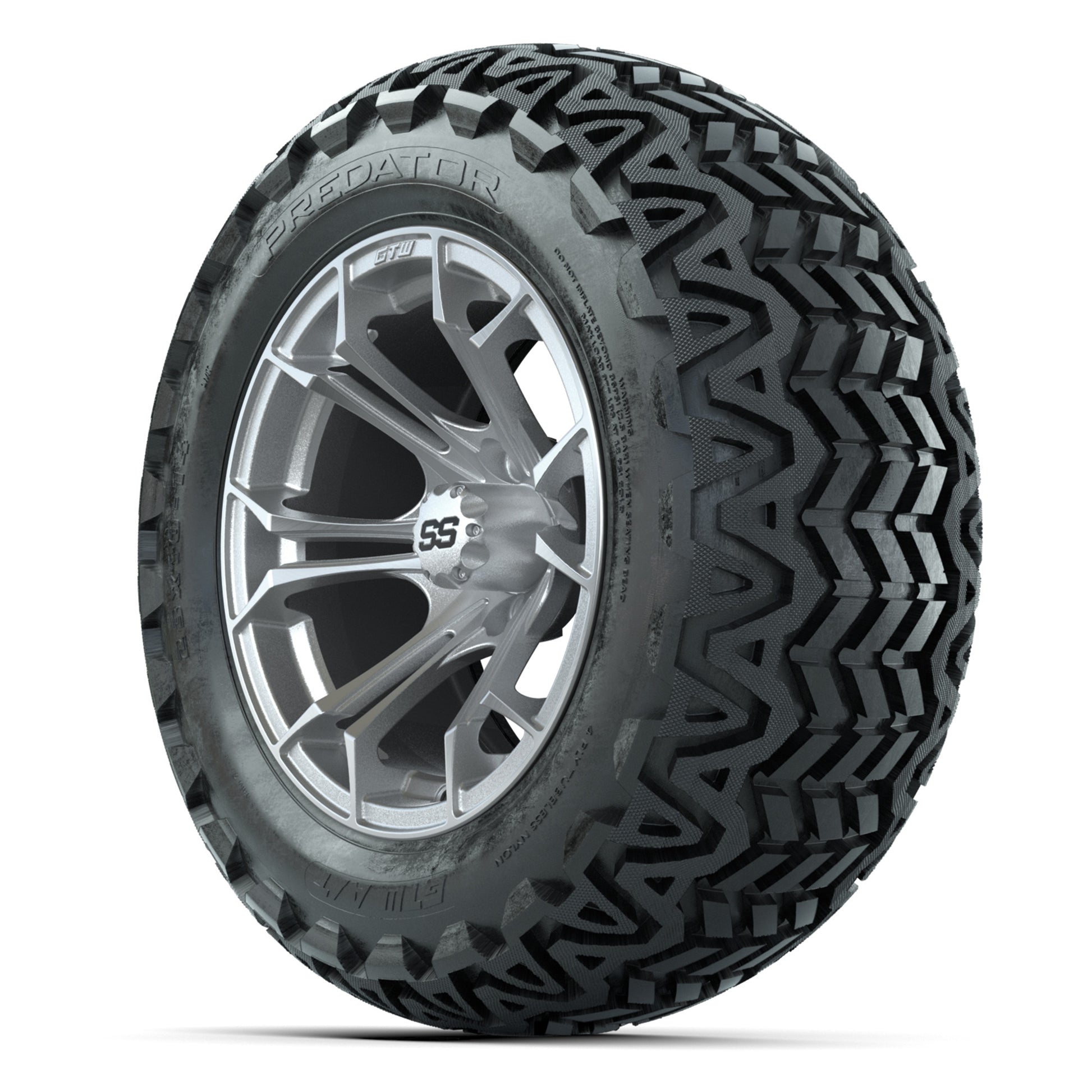GTW Spyder Silver Brush 14 in Wheels with 23X10-14 Predator All-Terrain Tires – Full Set