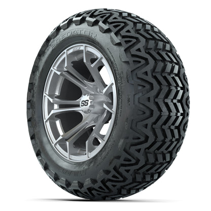 GTW Spyder Silver Brush 14 in Wheels with 23X10-14 Predator All-Terrain Tires – Full Set