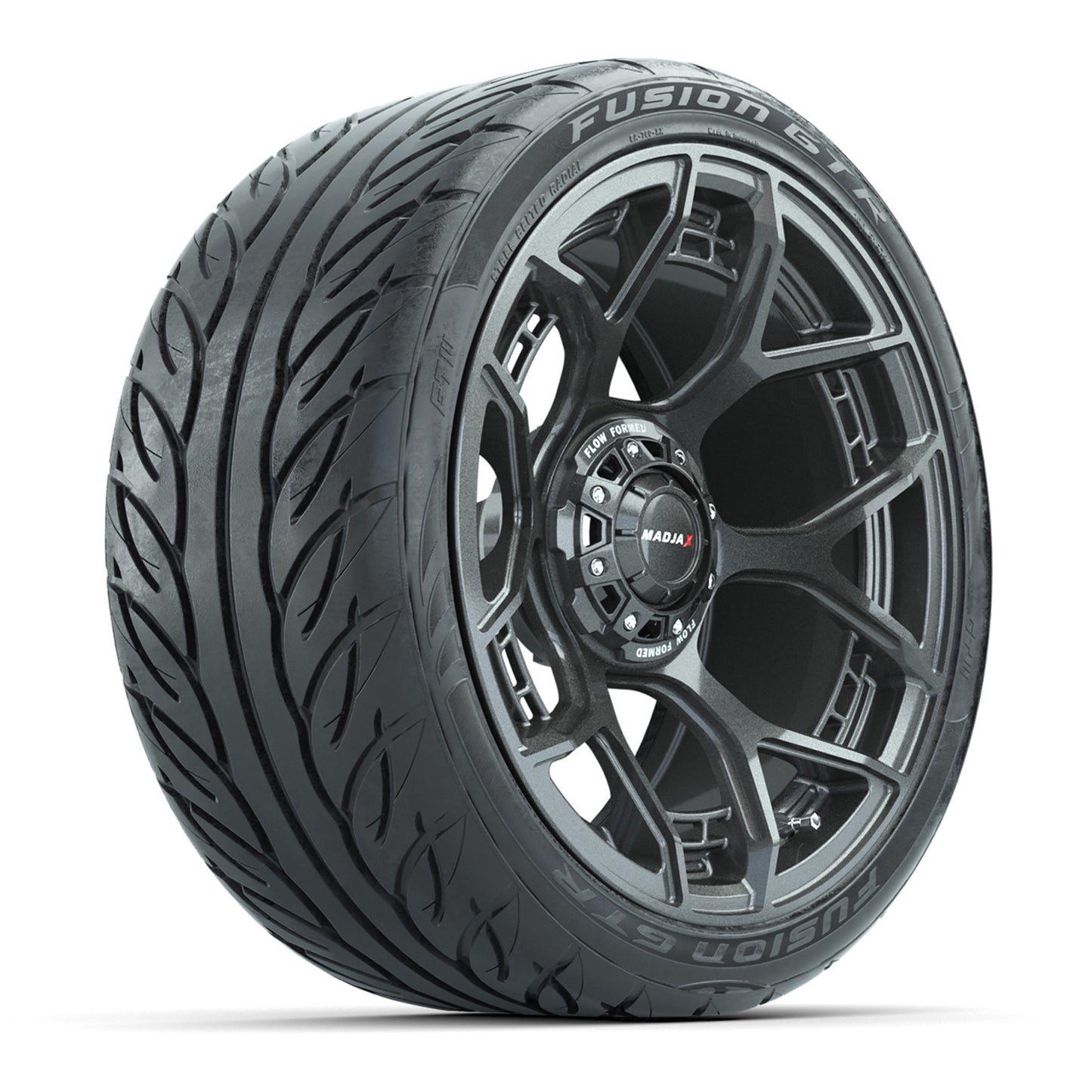 Set of (4) 15" MadJax® Flow Form Evolution Gunmetal Wheels with GTW® Fusion GTR Street Tires