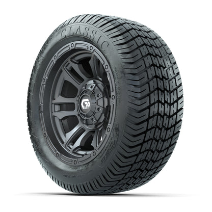 GTW® Shogun Gunmetal 12 in Wheels with 215/40-12 Excel Classic Street Tires – Full Set