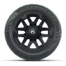 GTW® Graffiti Gloss Black 14 in Wheels with 255/45-R14 Fusion GTR Steel Belt Radial Street Tires – Full Set