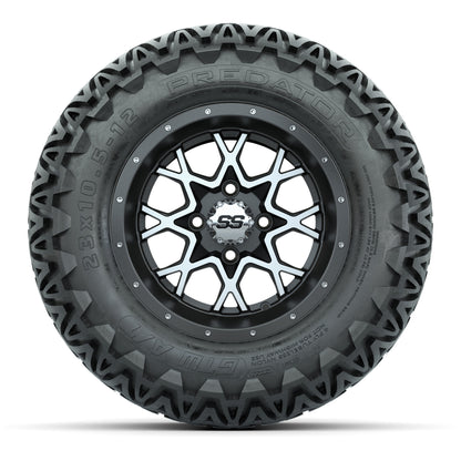 GTW® Vortex 2 Matte Gray/Machined 12 in Wheels with 23X10.5-12 Predator All-Terrain Tires – Full Set