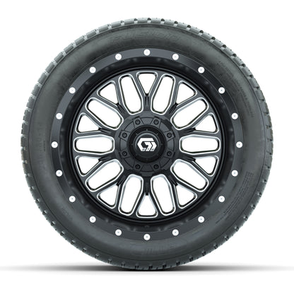 GTW® Helix Black/Machined 14 in Wheels with 205/30-R14 Fusion Street Tires – Full Set
