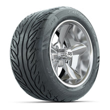 GTW® Godfather Chrome 14 in Wheels with 255/45-R14 Fusion GTR Steel Belt Radial Street Tires – Full Set