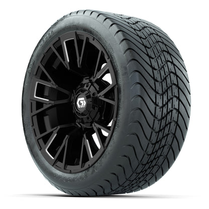 GTW Vandal Matte Black/Machined 14 in Wheels with 225/30-14 Mamba Street Tires – Full Set