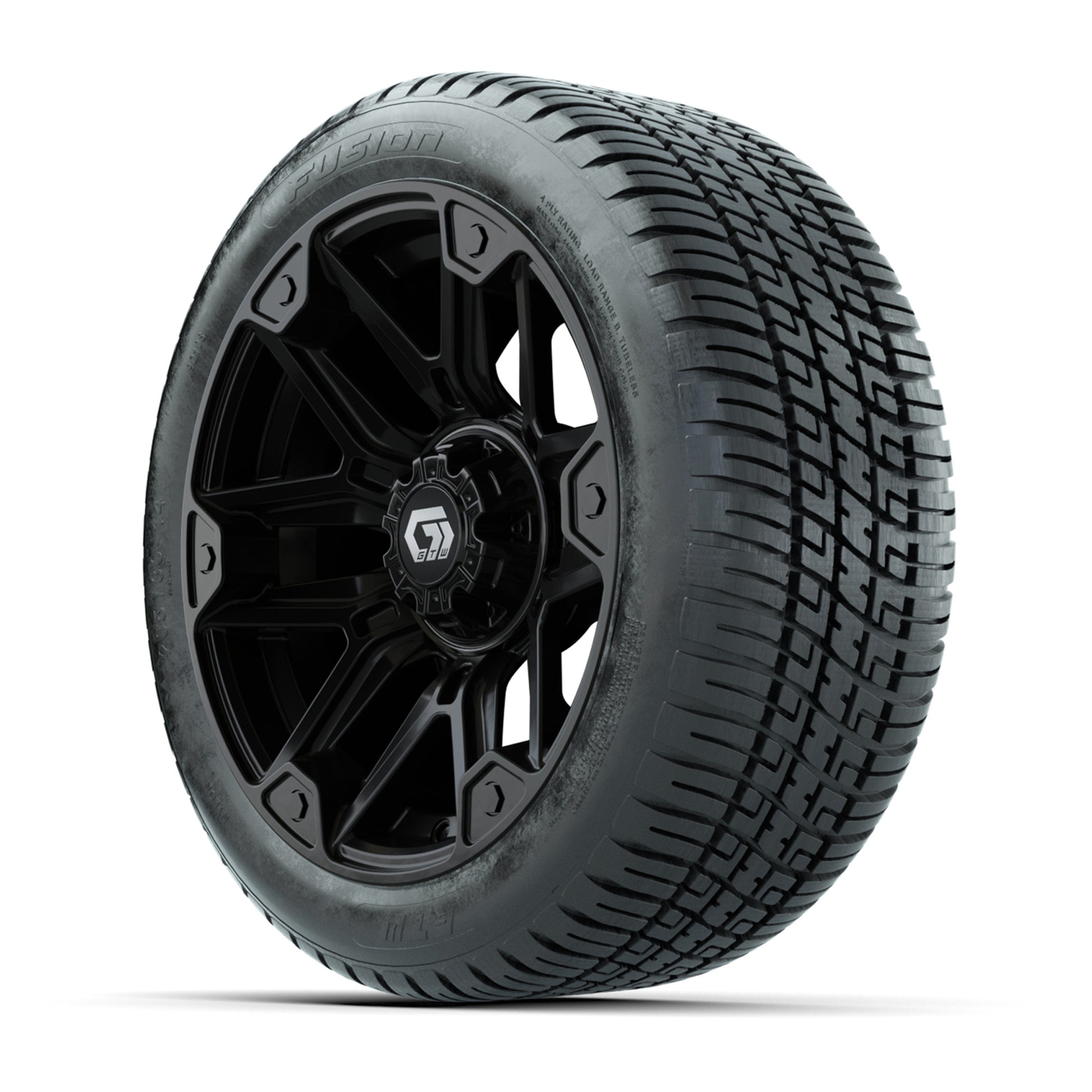 GTW® Graffiti Gloss Black 14 in Wheels with 205/30-14 Fusion Street Tires – Full Set