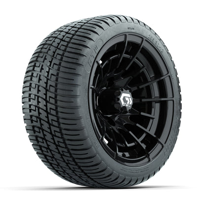 GTW® Boost Gloss Black 12 in Wheels with 205/30-12 Fusion Street Tires - Full Set
