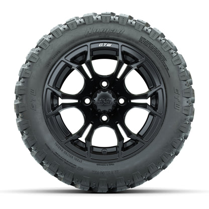 GTW® Spyder Matte Black 12 in Wheels with 22X11-R12 Nomad Steel Belt Radial All-Terrain Tires – Full Set
