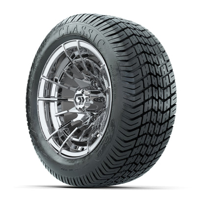 GTW® Boost Chrome 12 in Wheels with 215/40-12 Excel Classic Street Tires – Full Set