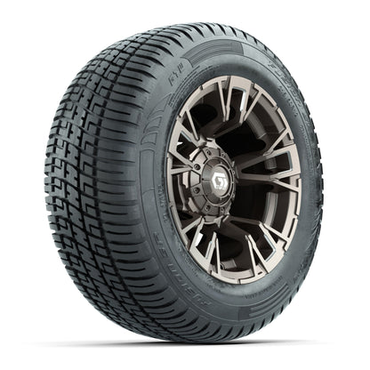 GTW® Vandal Satin Bronze/Machined 12 in Wheels with 215/50-R12 Fusion S/R Steel Belt Radial Tires – Full Set