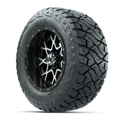 GTW Vortex Matte Black/Machined 12 in Wheels with 23x10.00-R12 Maverick All-Terrain Tires – Full Set