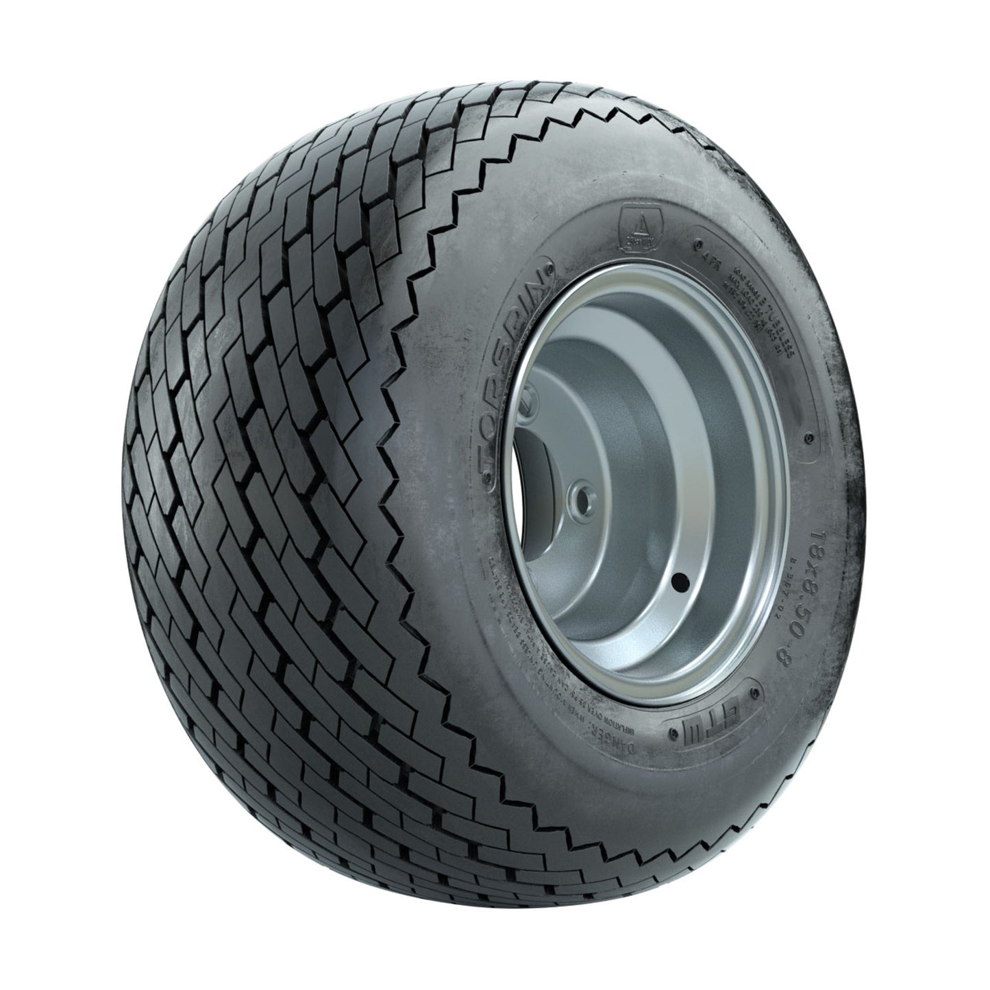 8" GTW® Topspin Tire & Silver Steel Wheel Assembly