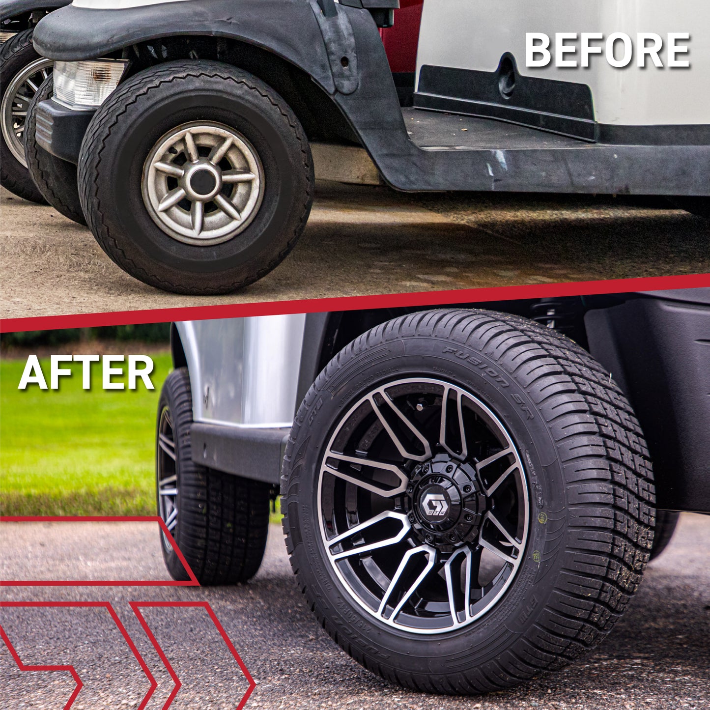 GTW® Stealth Gloss Black 14 in Wheels with 23X10-R14 Nomad Steel Belt Radial All-Terrain Tires – Full Set