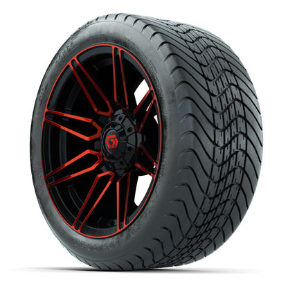 GTW Stealth Red/Machined 14 in Wheels with 225/30-14 Mamba Street Tires – Full Set