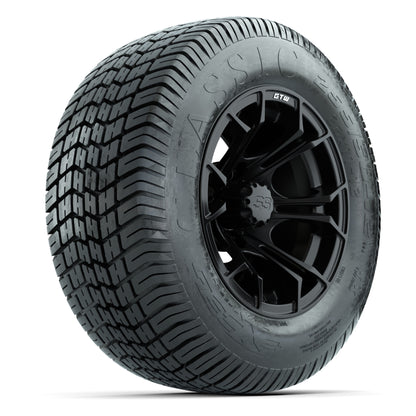 GTW® Spyder Matte Black 12 in Wheels with 255/50-12 Excel Classic Street Tires – Full Set