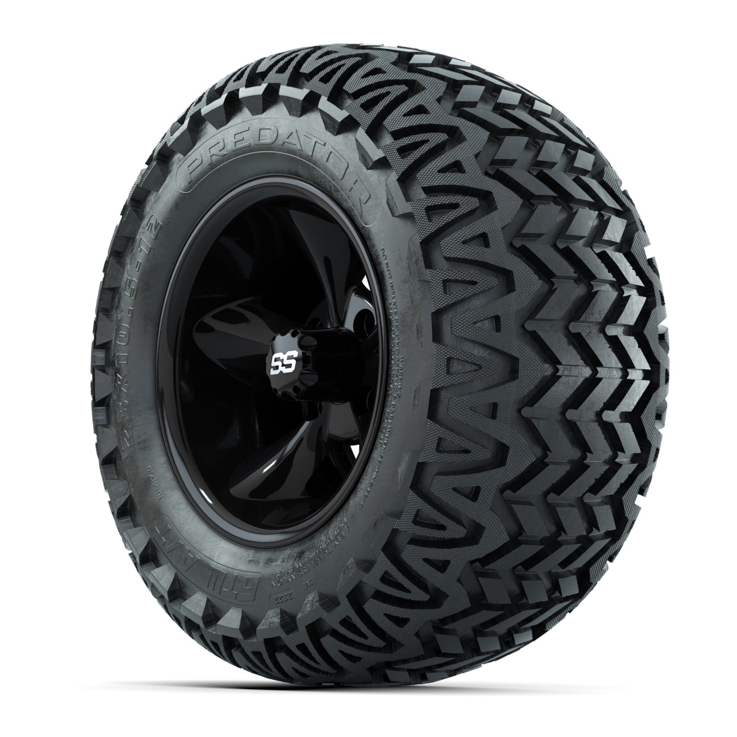 GTW® Godfather Black 12 in Wheels with 23X10.5-12 Predator All-Terrain Tires – Full Set