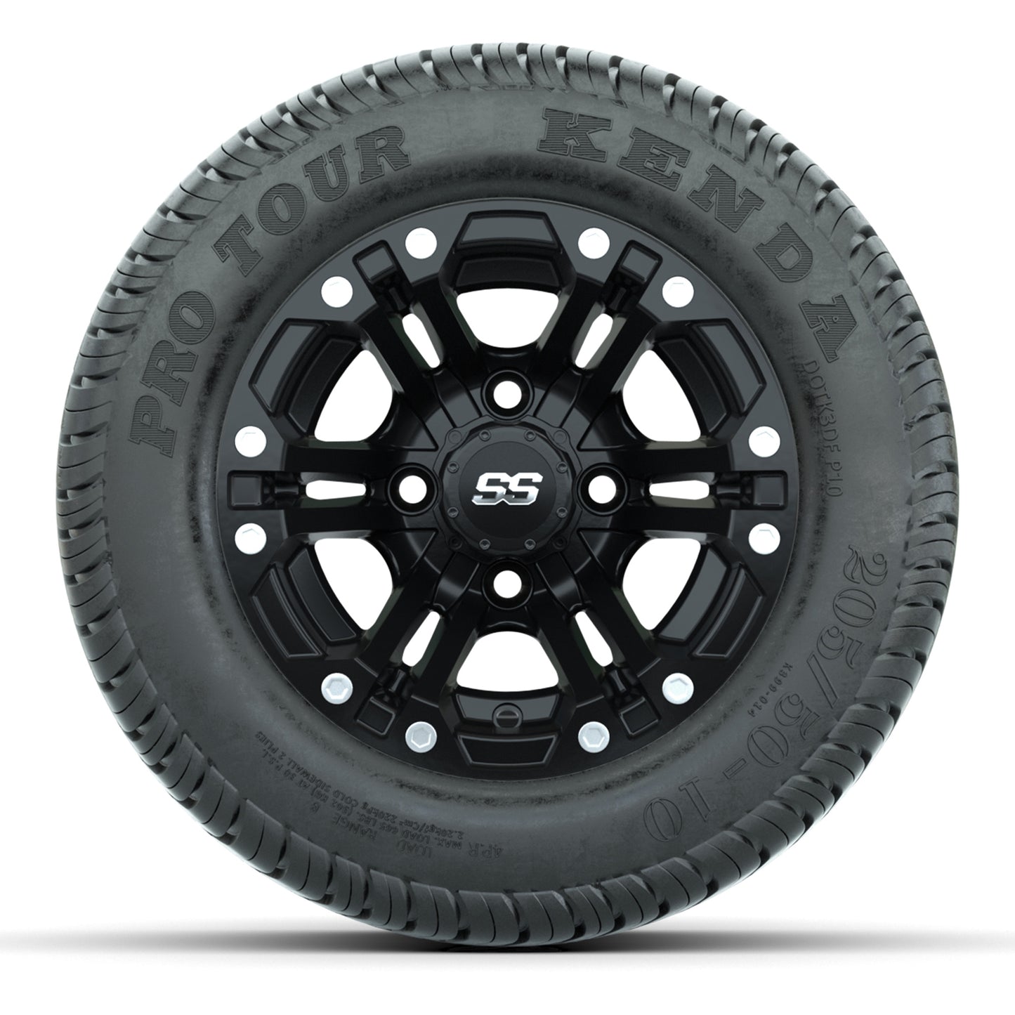 GTW Specter Matte Black 10 in Wheels with 205/50-10 Kenda Pro Tour Street Tires – Full Set