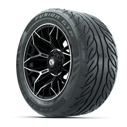 GTW® Stellar Black/Machined 14 in Wheels with 255/45-R14 Fusion GTR Steel Belt Radial Street Tires – Full Set