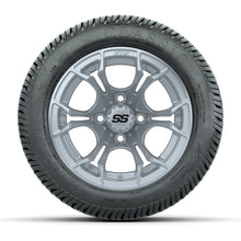 GTW® Spyder Silver Brush 12 in Wheels with 215/40-12 Excel Classic Street Tires – Full Set
