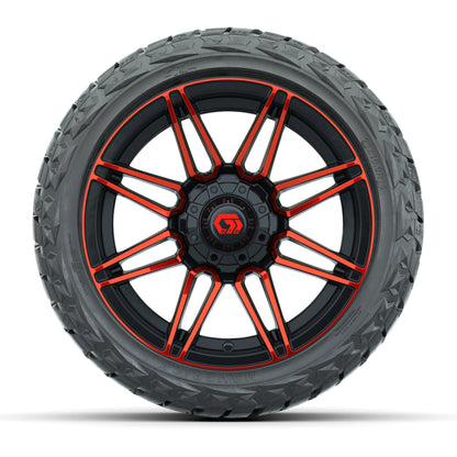 GTW Stealth Gloss Black/Red 14 in Wheels with 23x10.00-R14 Maverick All-Terrain Tires – Full Set