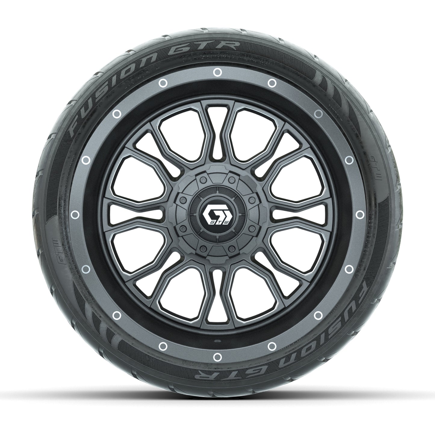 GTW Volt Gunmetal/Machined 14 in Wheels with 205/40-R14 Fusion GTR Street Tires - Full Set