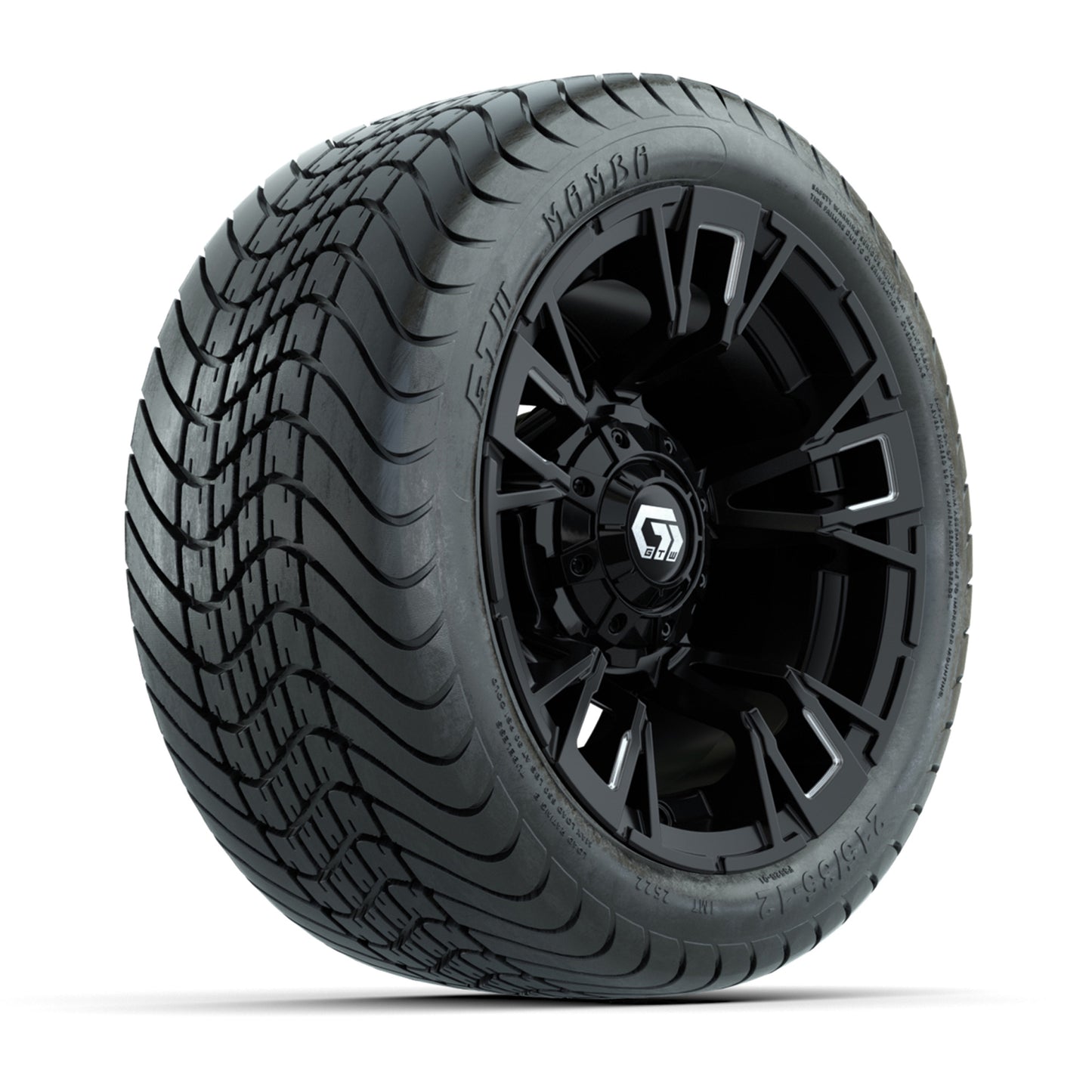 GTW® Vandal Matte Black/Machined 12 in Wheels with 215/35-12 Mamba Street Tires – Full Set