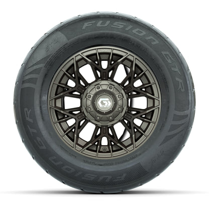 GTW® Stellar Matte Bronze 12 in Wheels with 255/55-R12 Fusion GTR Steel Belt Radial Street Tires - Full Set