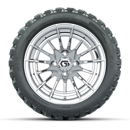 GTW® Boost Chrome 14 in Wheels with 23X10-R14 Nomad Steel Belt Radial All-Terrain Tires – Full Set