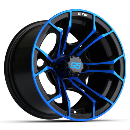 12″ GTW® Spyder Black with Blue Accents Wheel