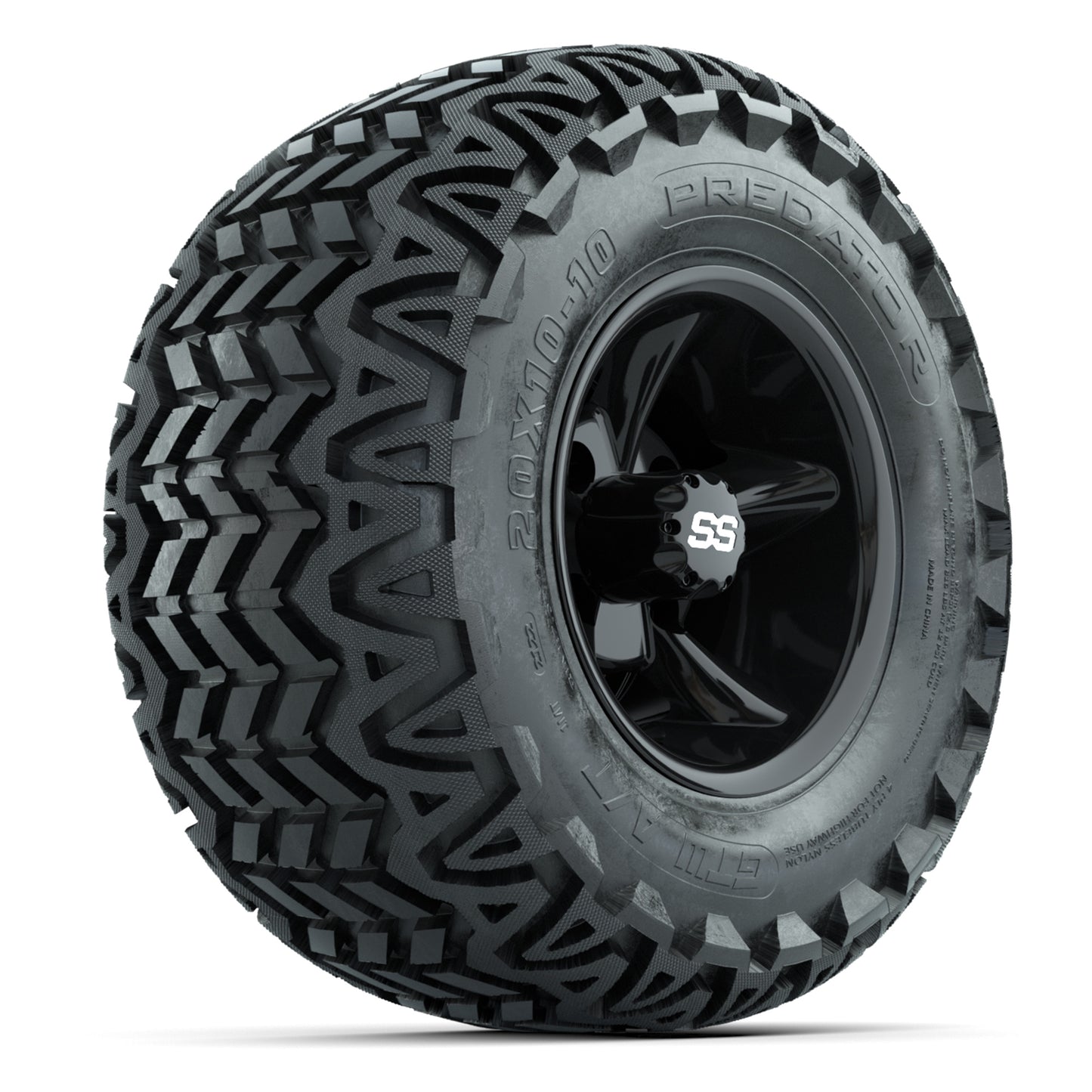 GTW Godfather Black 10 in Wheels with 20x10-10 Predator All-Terrain Tires – Full Set