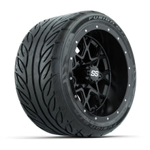 GTW® Vortex 2 Matte Black/Machined 12 in Wheels with 215/40-R12 Fusion GTR Steel Belt Radial Street Tires – Full Set