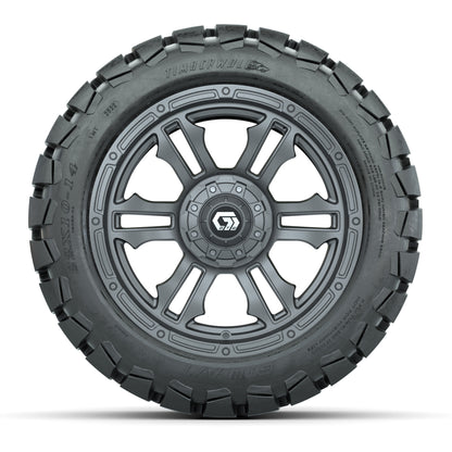 GTW® Shogun Gunmetal 14 in Wheels with 22x10-14 Timberwolf All-Terrain Tires – Full Set