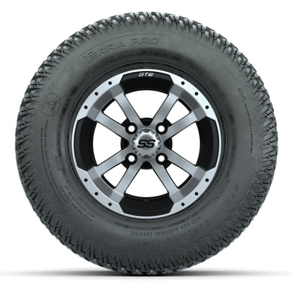 GTW Storm Trooper Black/Machined 10 in Wheels with 20x10-10 S-Pattern Terra Pro Street Tires – Full Set