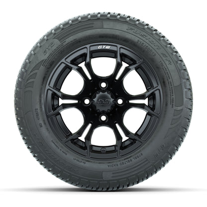 GTW Spyder Matte Black 12 in Wheels with 215/50-R12 Fusion S/R Street Tires – Full Set