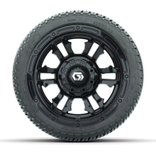 GTW® Shogun Gloss Black 12 in Wheels with 205/30-12 Fusion Street Tires – Full Set