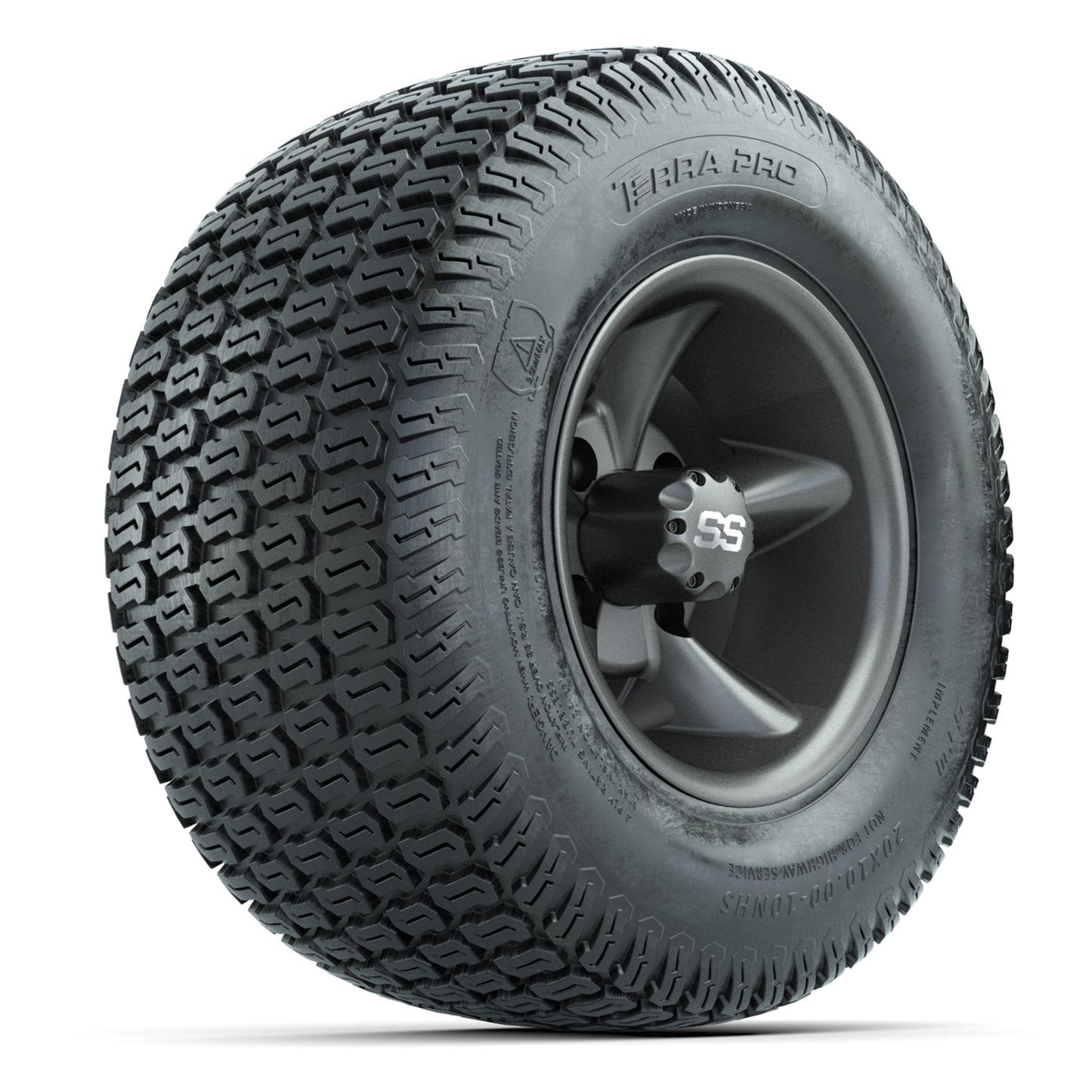 GTW Godfather Matte Gray 10 in Wheels with 20x10-10 S-Pattern Terra Pro Street Tires – Full Set