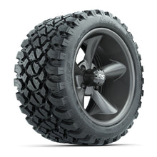 GTW® Godfather Matte Gray 14 in Wheels with 23X10-R14 Nomad Steel Belt Radial All-Terrain Tires – Full Set