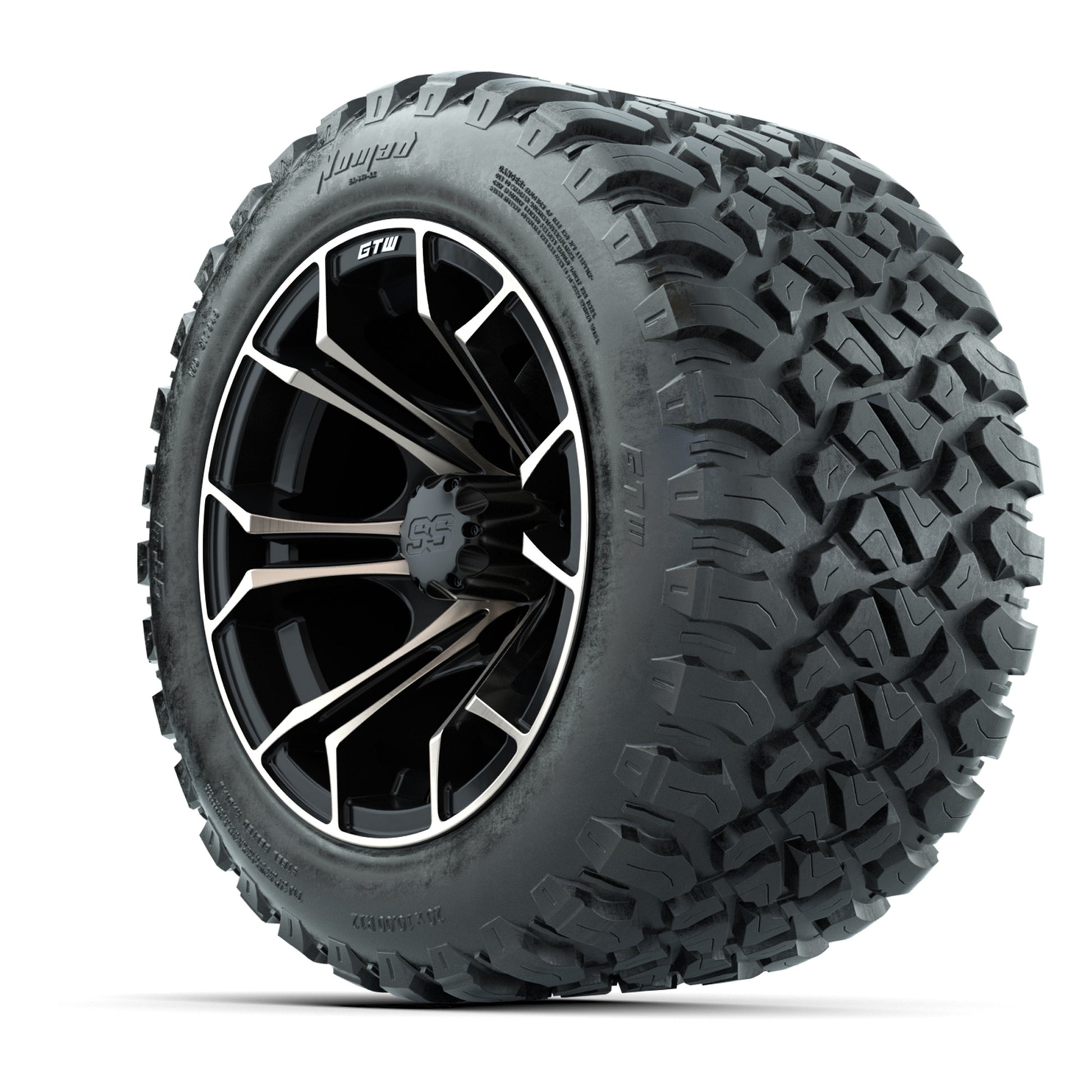 GTW® Spyder Matte Black/Bronze 12 in Wheels with 20X10-12 Nomad Steel Belt Radial All-Terrain Tires – Full Set