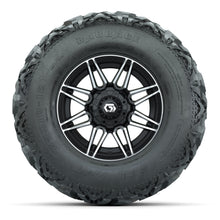 GTW® Stealth Black/Machined 12 in Wheels with 25X10-12 Barrage Mud Tires – Full Set