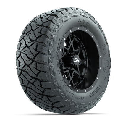 GTW Vortex Matte Black 12 in Wheels with 23x10.00-R12 Maverick All-Terrain Tires – Full Set