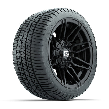 GTW® Stealth Black/Machined 12 in Wheels with 205/30-12 Fusion Street Tires – Full Set