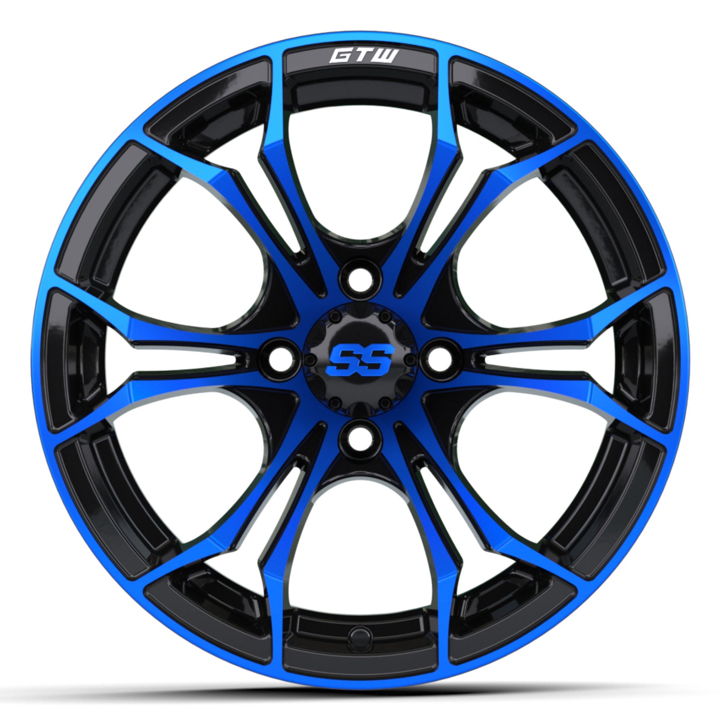 14'' GTW® Spyder Black with Blue Accents Wheel