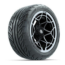 GTW® Nexus Black with Silver Face 14 in Wheels with 225/40-R14 Fusion GTR Steel Belt Radial Street Tires – Full Set