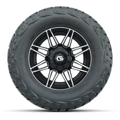 GTW Stealth Black/Machined 12 in Wheels with 23x10.00-R12 Maverick All-Terrain Tires – Full Set