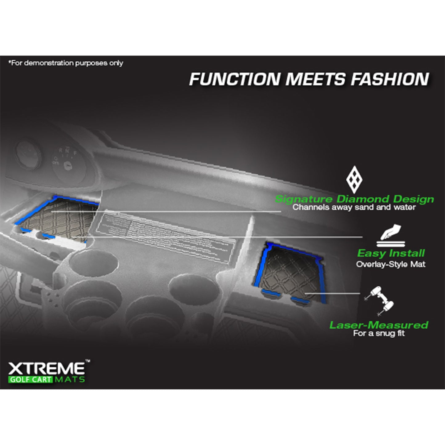 Xtreme Dash Mats for Club Car Precedent & Onward - Black/Blue