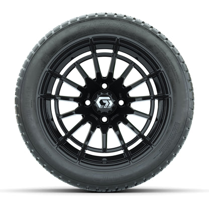 GTW® Boost Gloss Black 14 in Wheels with 205/30-14 Fusion Street Tires – Full Set