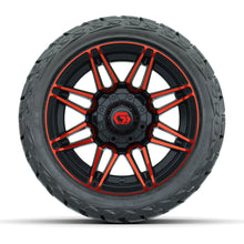 GTW Stealth Gloss Black/Red 12 in Wheels with 215/40-R12 Maverick Low-Profile All-Terrain Tires – Full Set