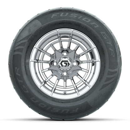 GTW® Boost Chrome 12 in Wheels with 255/55-R12 Fusion GTR Steel Belt Radial Street Tires - Full Set